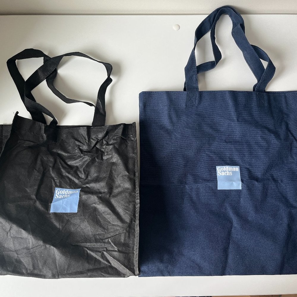 Goldman Sachs Navy Blue & Black Reusable Tote Bags (Pack of 2)